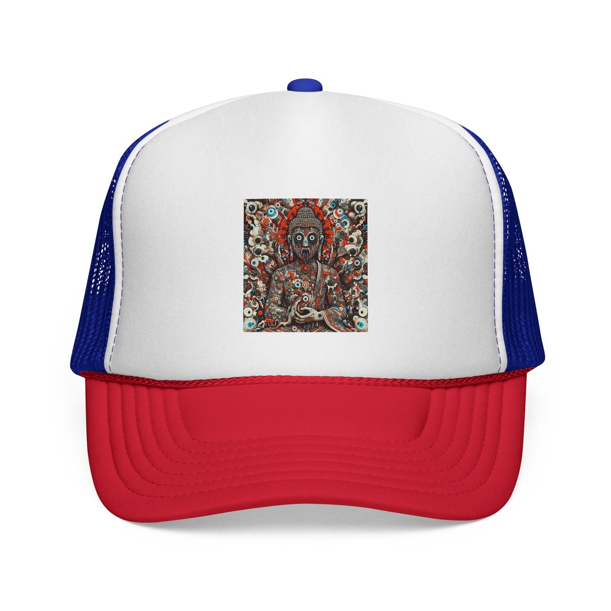 Buddha Art Trucker Cap - Boho Style Hat, Gift for Him/Her, Casual Headwear, Festival Accessory, Spiritual Apparel