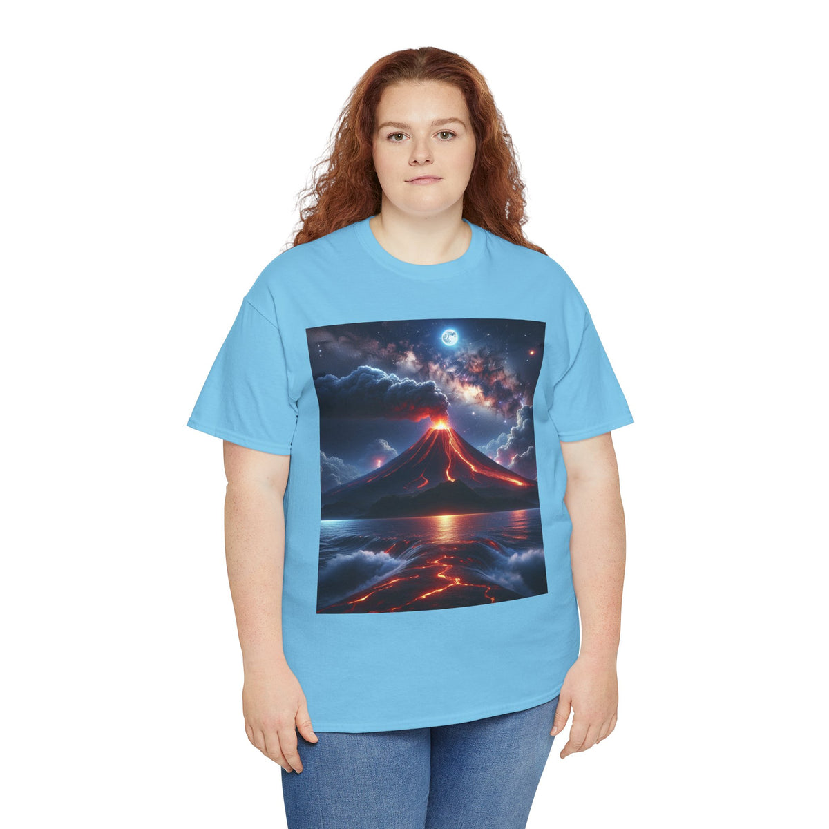 Volcano Sunset Unisex Heavy Cotton Tee - Graphic T-Shirt for Nature Lovers