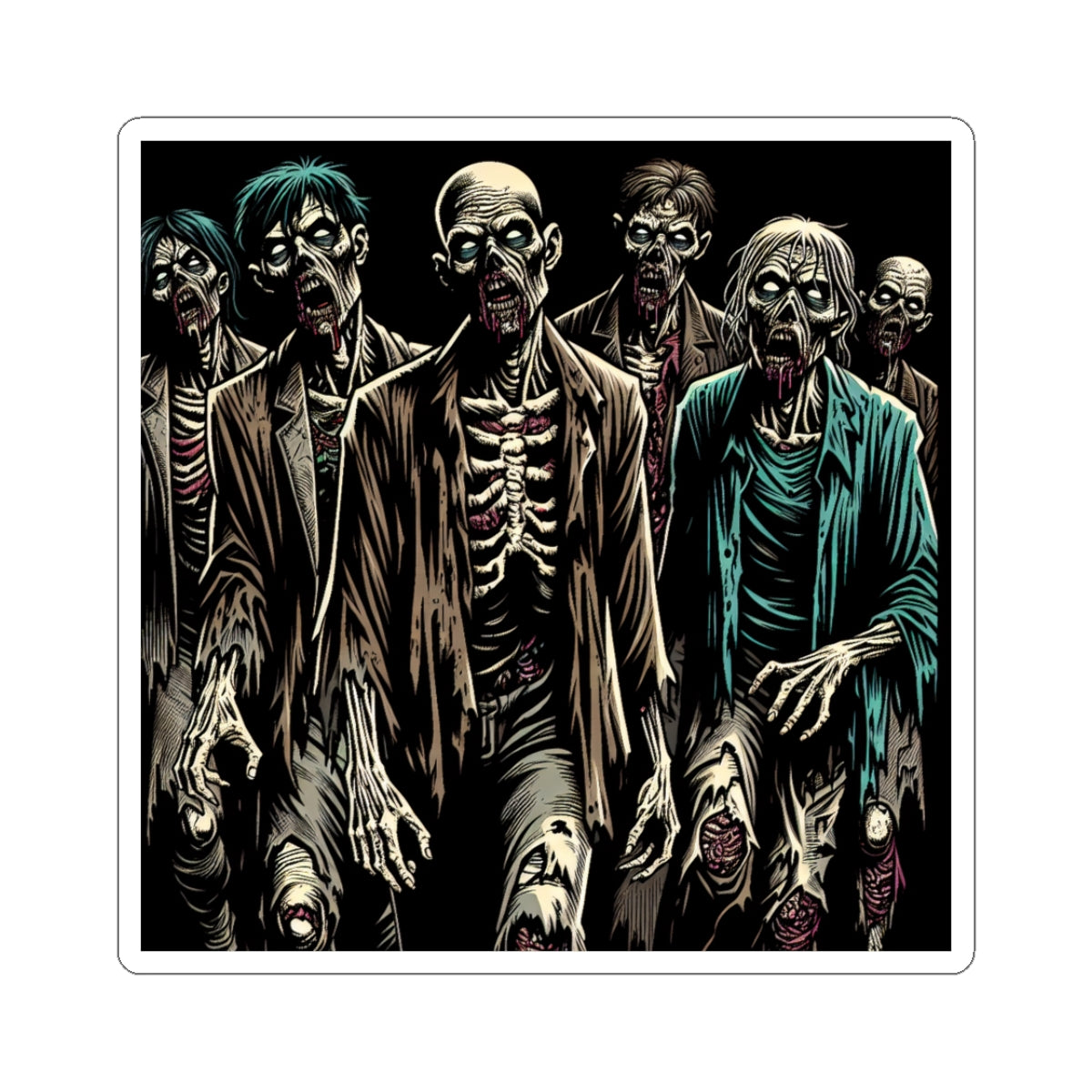 Zombie Kiss-Cut Stickers | Creepy Halloween Decor, Laptop Stickers, Haunted House Decor, Horror Collectible, Unique Gifts