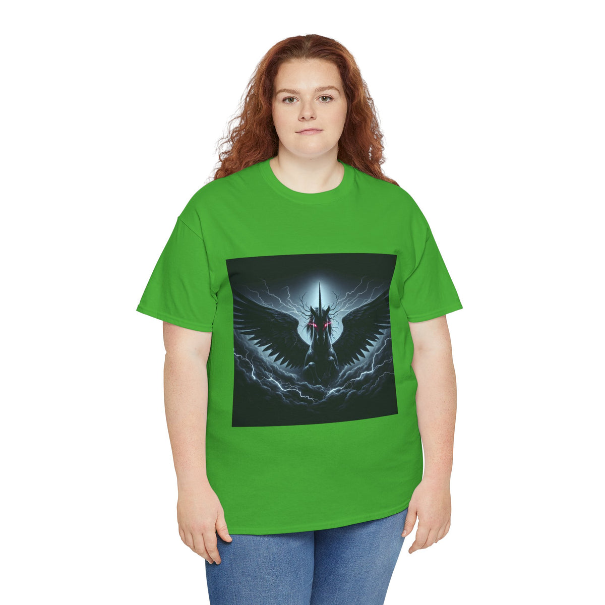 Dark Fantasy Heavy Cotton Tee with Pegasus Design