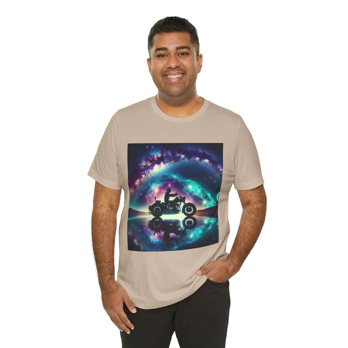 Galactic Biker Tee: Cosmic Shirt, Trendy Apparel
