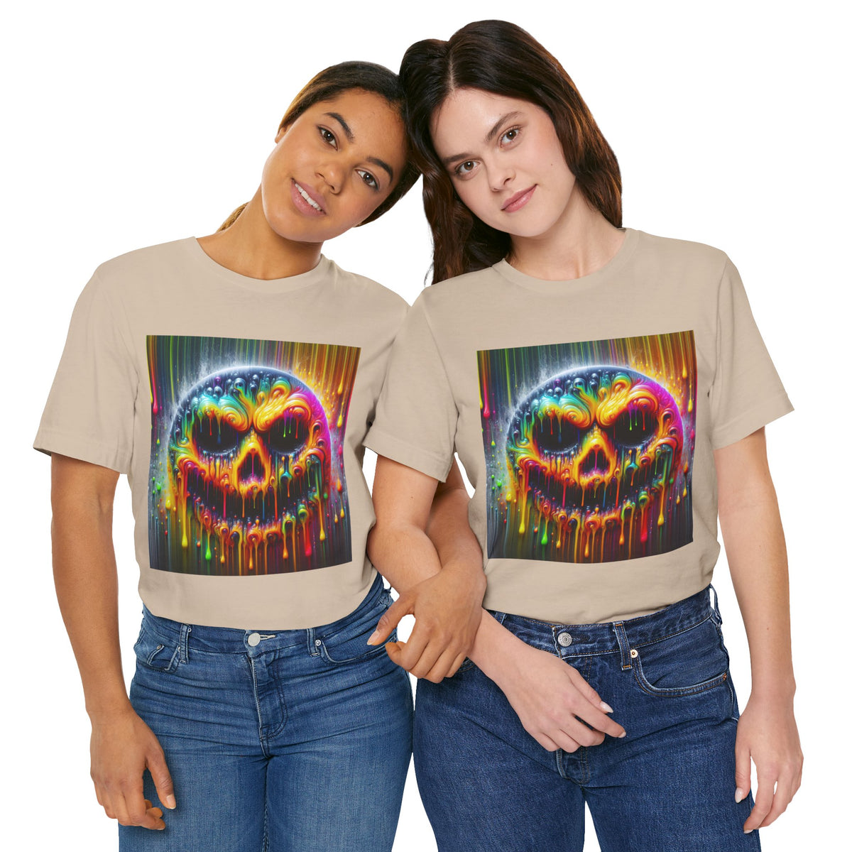 Psychedelic Skull Tee, Edgy Streetwear, Trendy Casual Wear
