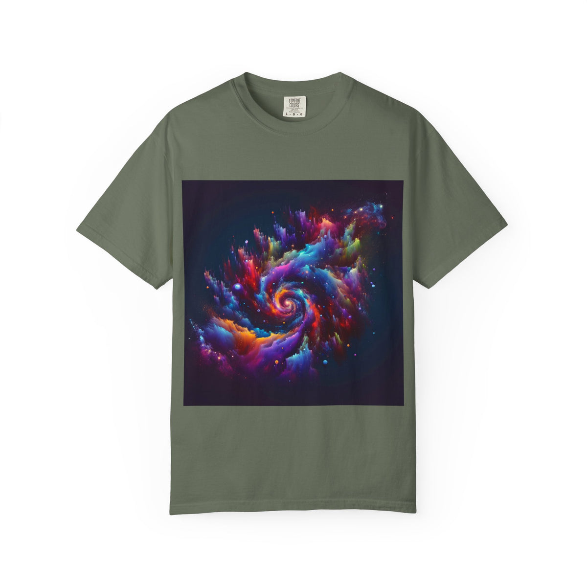 Cosmic Swirl Garment-Dyed T-Shirt – Vibrant Space Design for Sci-Fi Lovers