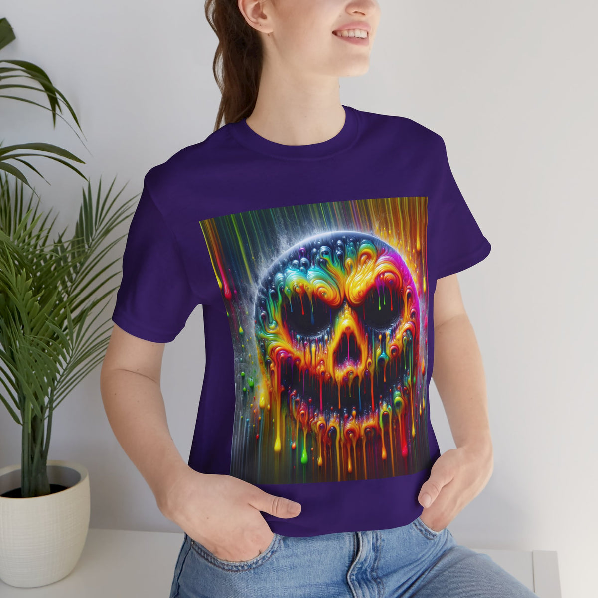 Psychedelic Skull Tee, Edgy Streetwear, Trendy Casual Wear