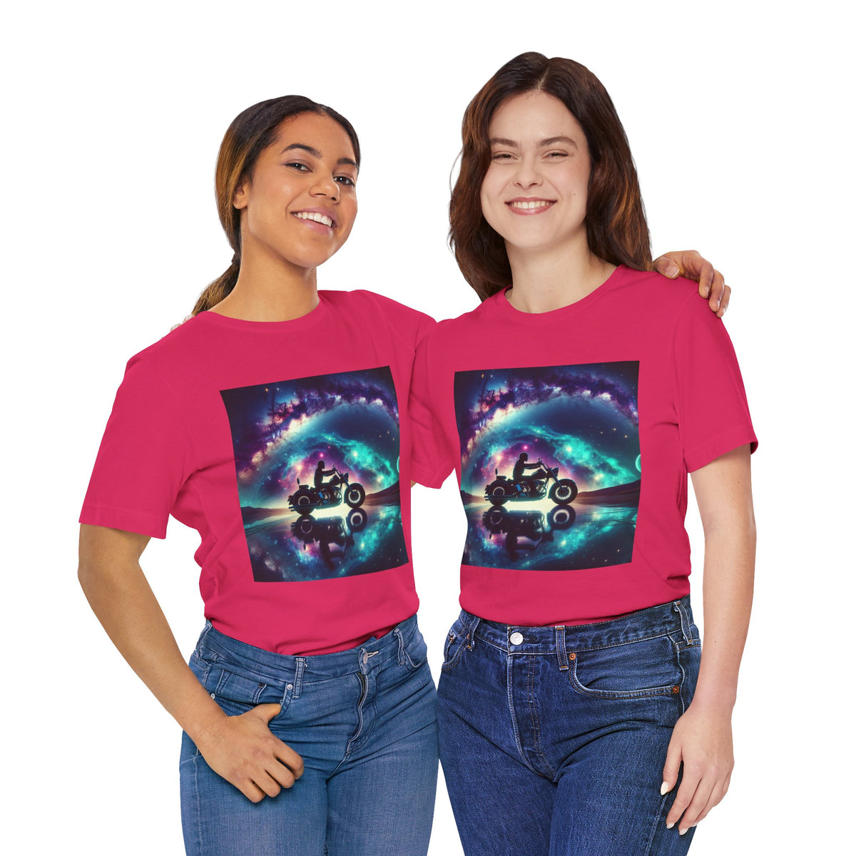 Galactic Biker Tee: Cosmic Shirt, Trendy Apparel