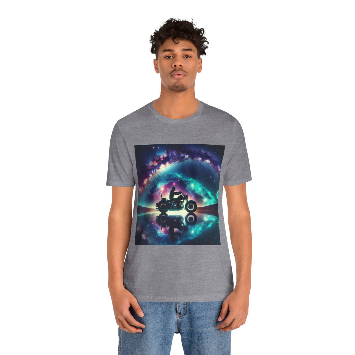 Galactic Biker Tee: Cosmic Shirt, Trendy Apparel