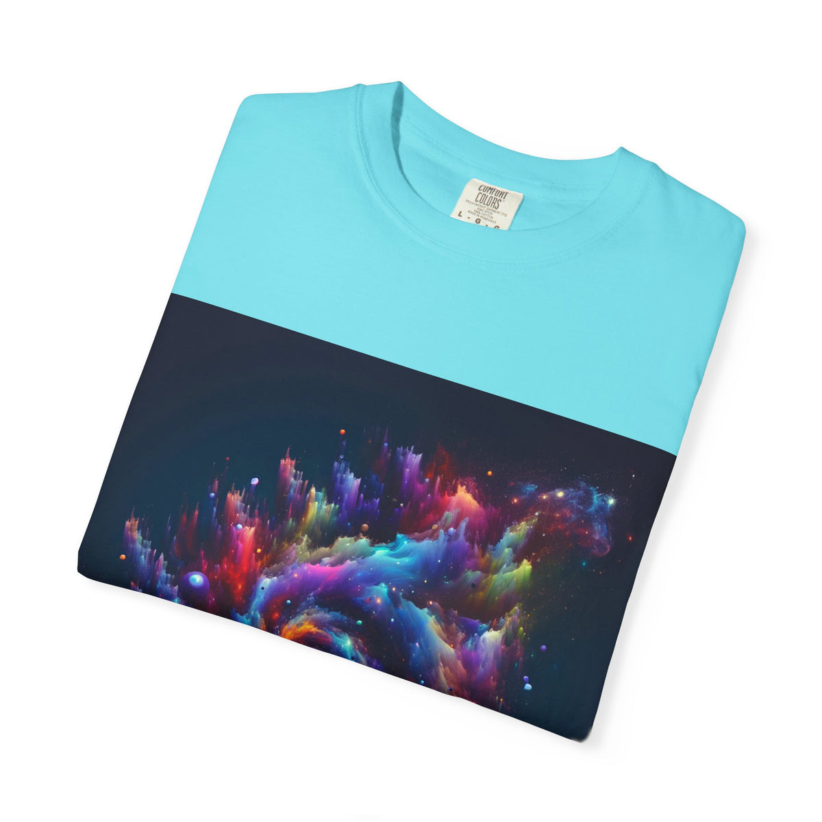 Cosmic Swirl Garment-Dyed T-Shirt – Vibrant Space Design for Sci-Fi Lovers