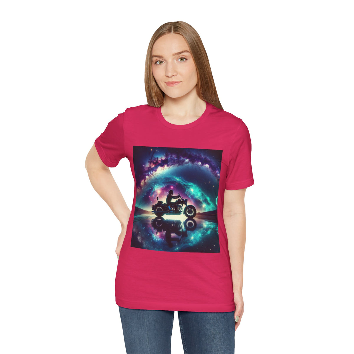 Galactic Biker Tee: Cosmic Shirt, Trendy Apparel
