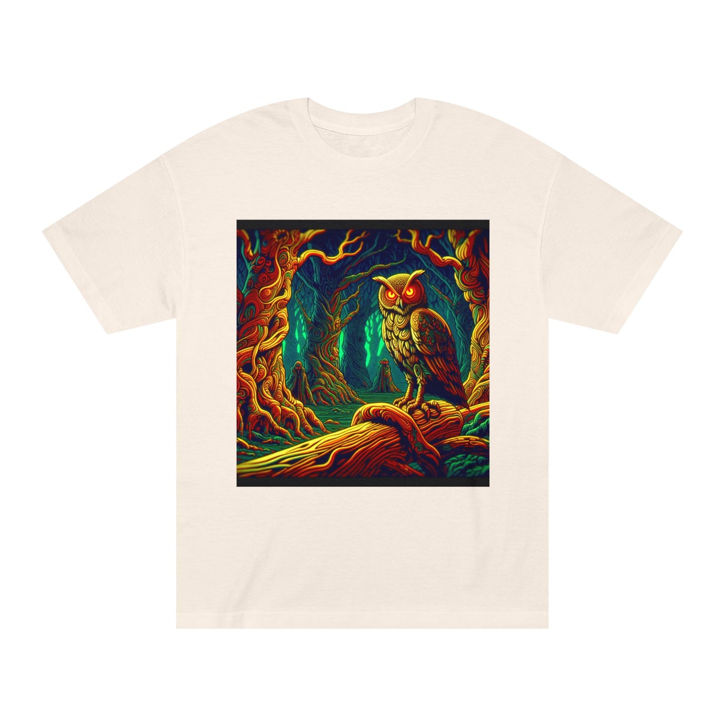 Vibrant Owl Unisex Tee - Artful Forest Design, Nature Lover Gift, Graphic Tee for Events, Eco-Friendly Fashion, Unique Art Apparel