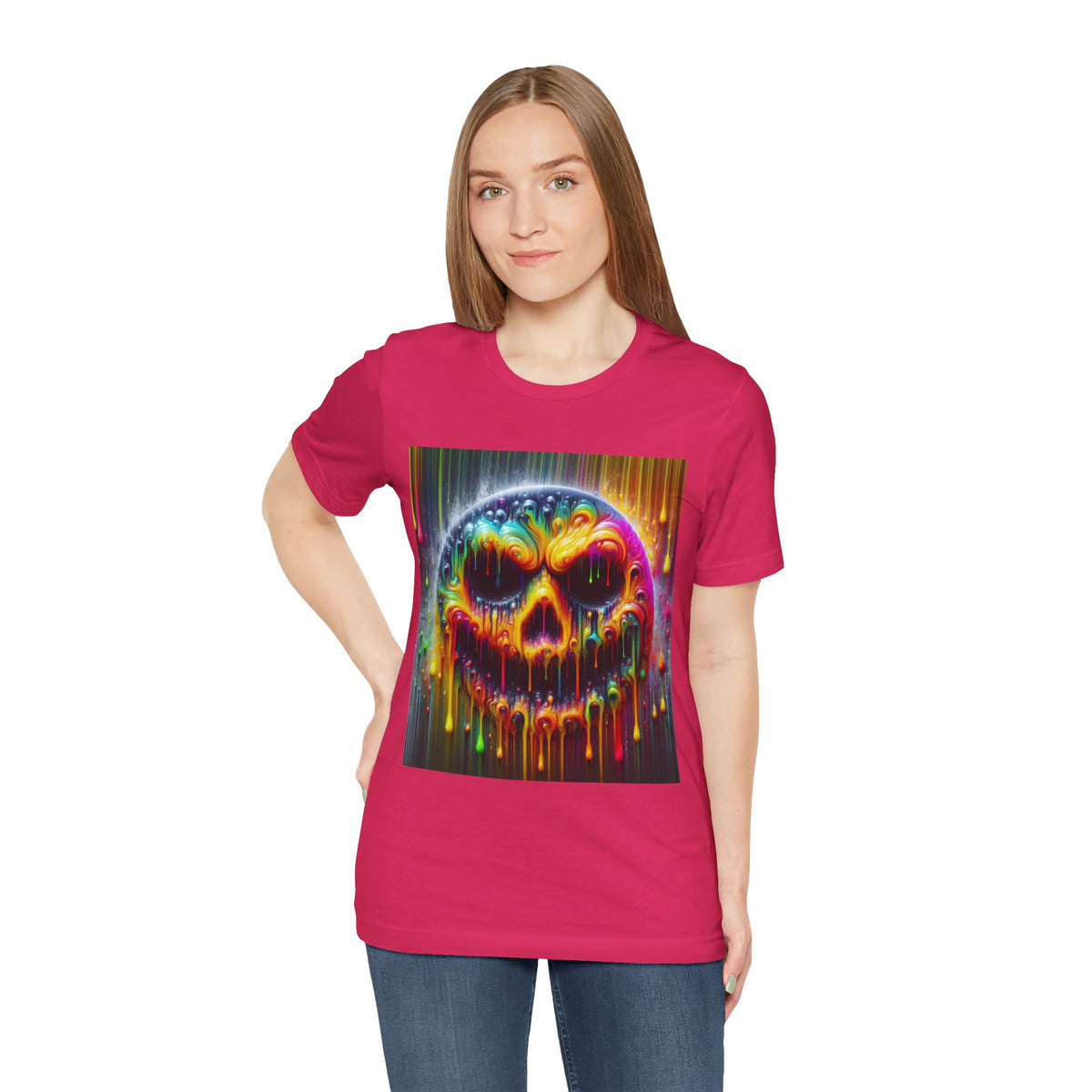 Psychedelic Skull Tee, Edgy Streetwear, Trendy Casual Wear