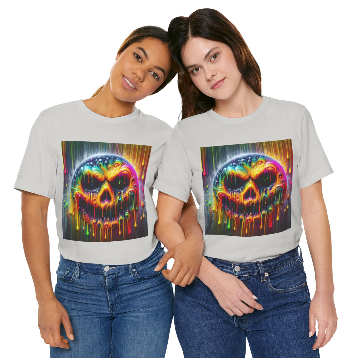 Psychedelic Skull Tee, Edgy Streetwear, Trendy Casual Wear
