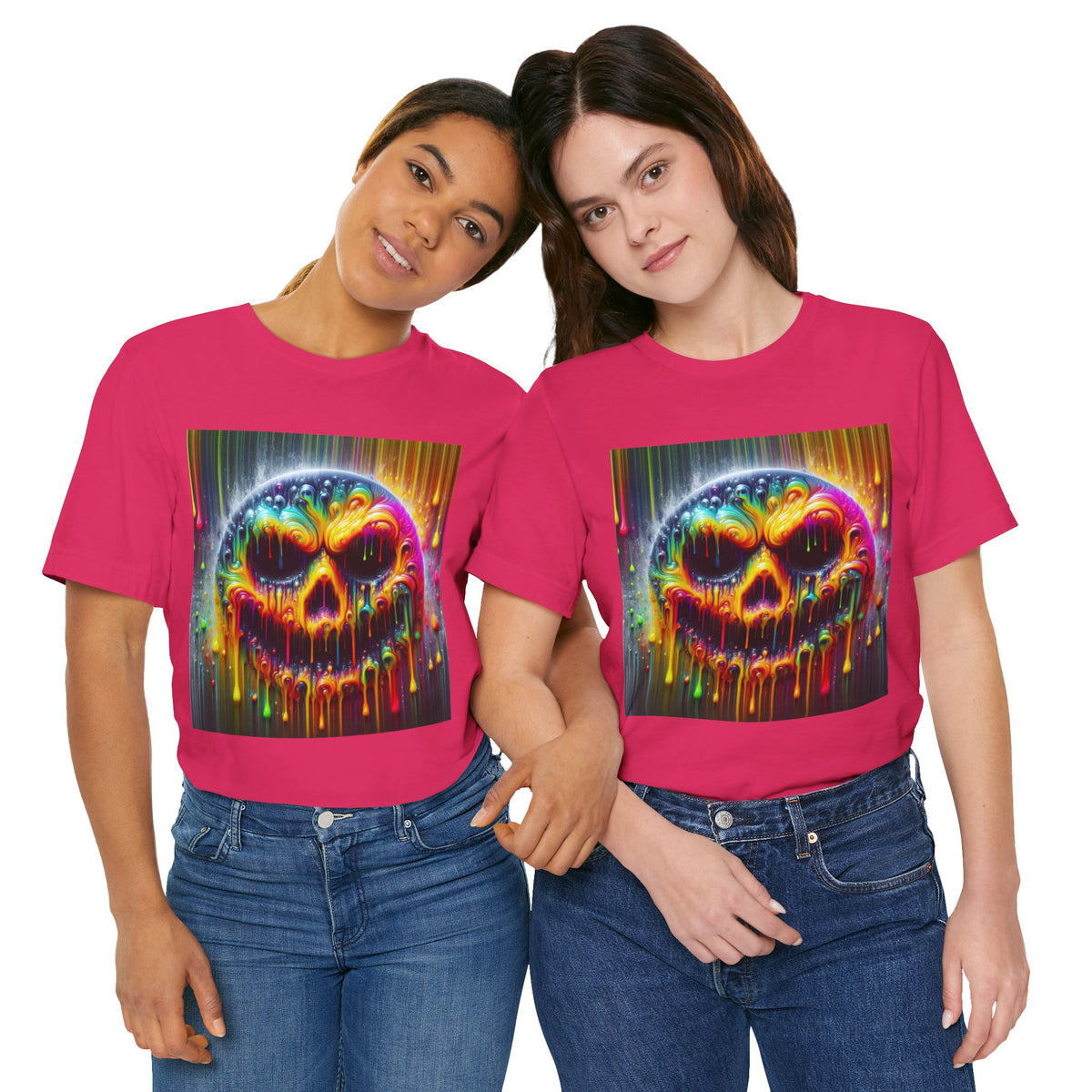 Psychedelic Skull Tee, Edgy Streetwear, Trendy Casual Wear