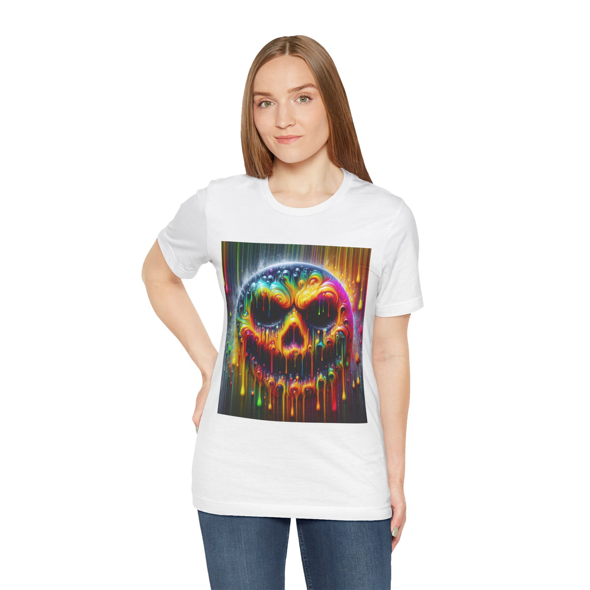 Psychedelic Skull Tee, Edgy Streetwear, Trendy Casual Wear