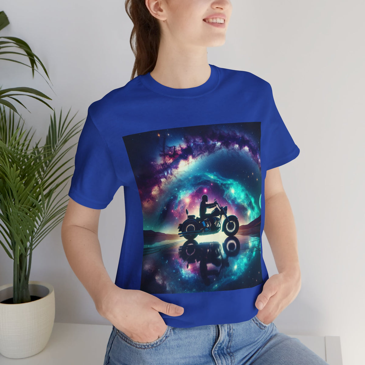 Galactic Biker Tee: Cosmic Shirt, Trendy Apparel