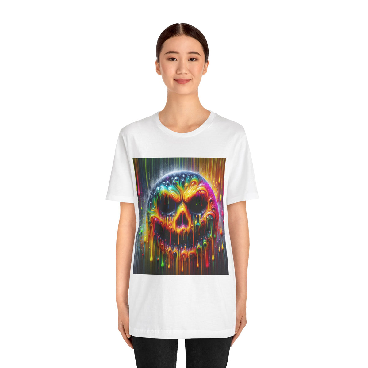 Psychedelic Skull Tee, Edgy Streetwear, Trendy Casual Wear