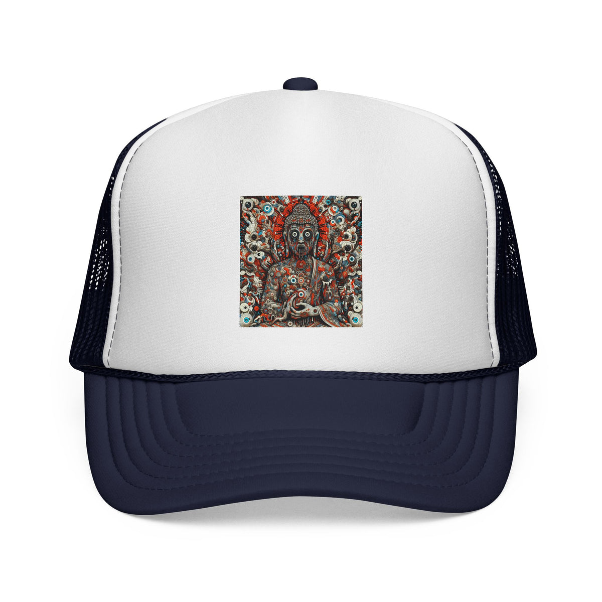 Buddha Art Trucker Cap - Boho Style Hat, Gift for Him/Her, Casual Headwear, Festival Accessory, Spiritual Apparel