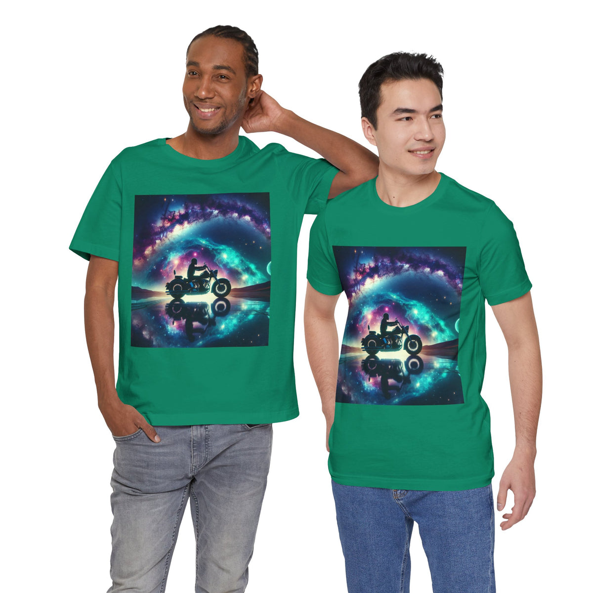 Galactic Biker Tee: Cosmic Shirt, Trendy Apparel