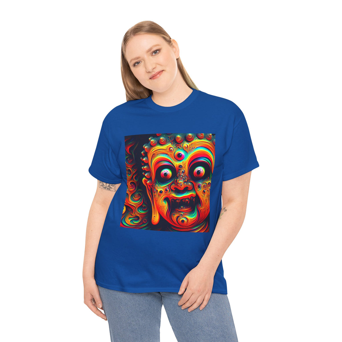 Vibrant Buddha Art Tee, Heavy Cotton T-Shirt, Unique Graphic Tee