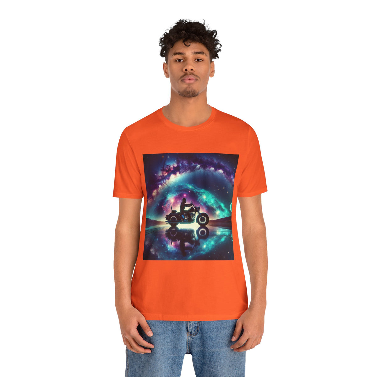 Galactic Biker Tee: Cosmic Shirt, Trendy Apparel