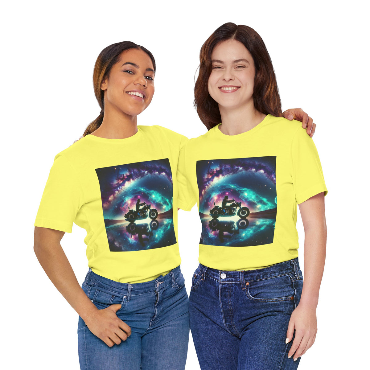 Galactic Biker Tee: Cosmic Shirt, Trendy Apparel
