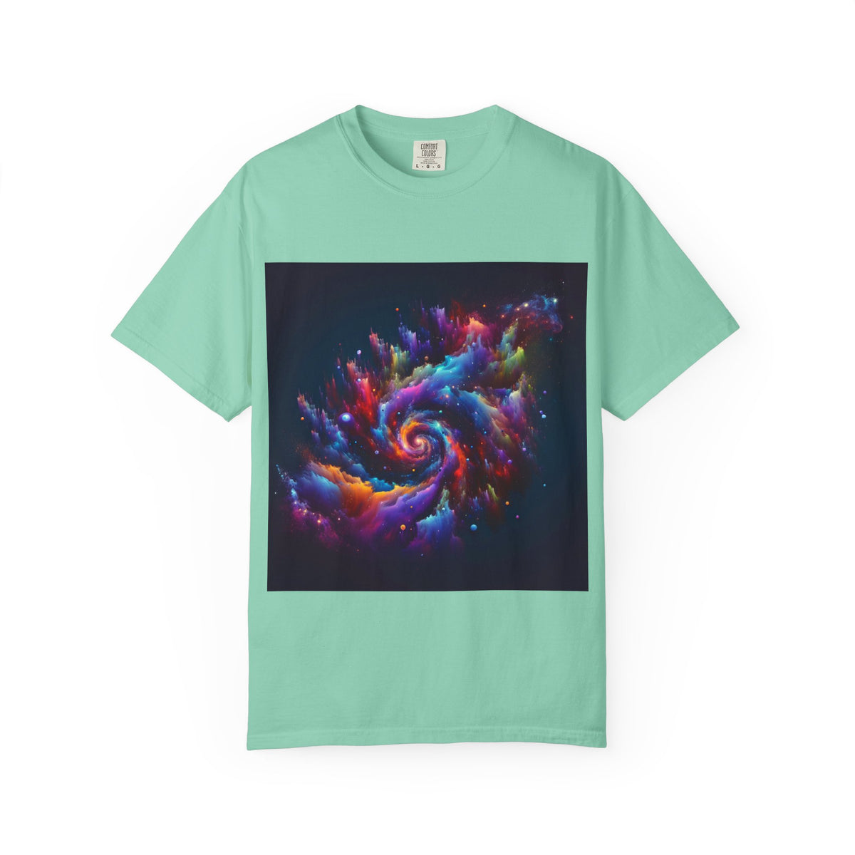 Cosmic Swirl Garment-Dyed T-Shirt – Vibrant Space Design for Sci-Fi Lovers
