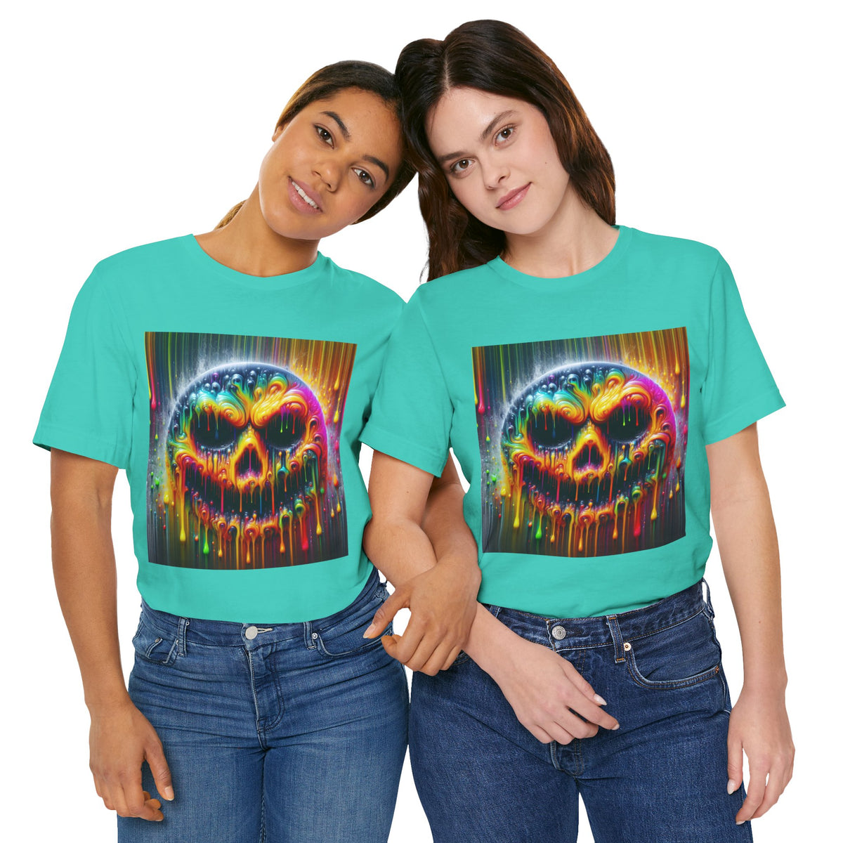 Psychedelic Skull Tee, Edgy Streetwear, Trendy Casual Wear