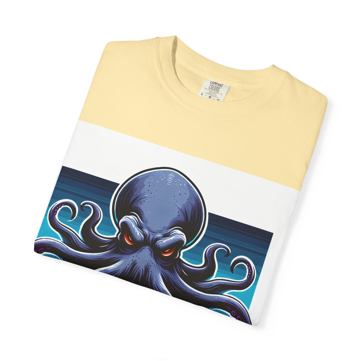 Ocean-Inspired Unisex Garment-Dyed T-Shirt with Octopus Design