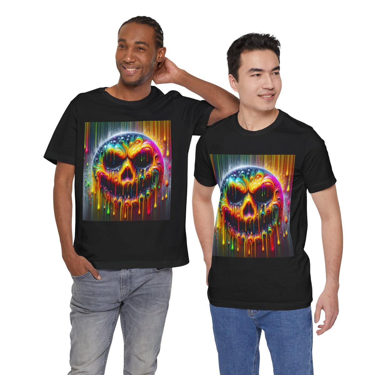 Psychedelic Skull Tee, Edgy Streetwear, Trendy Casual Wear