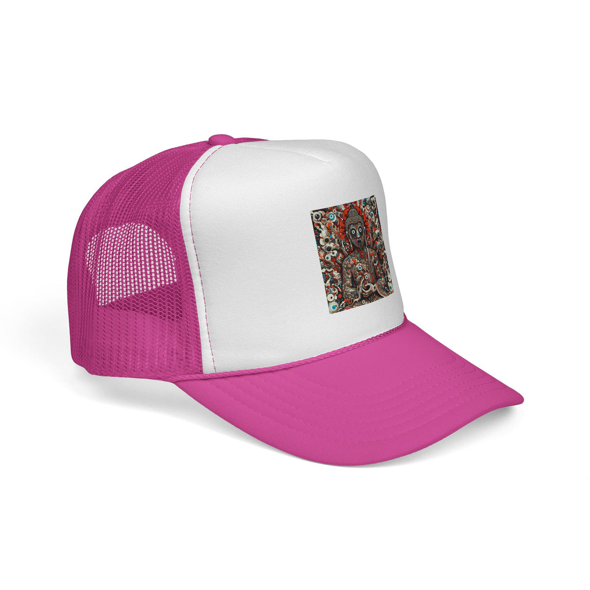 Buddha Art Trucker Cap - Boho Style Hat, Gift for Him/Her, Casual Headwear, Festival Accessory, Spiritual Apparel