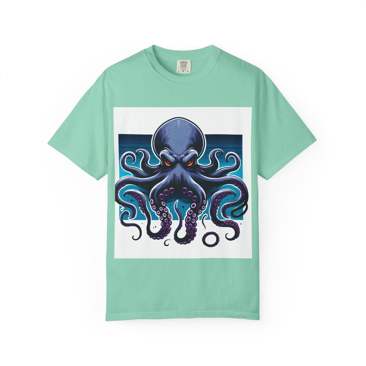 Ocean-Inspired Unisex Garment-Dyed T-Shirt with Octopus Design