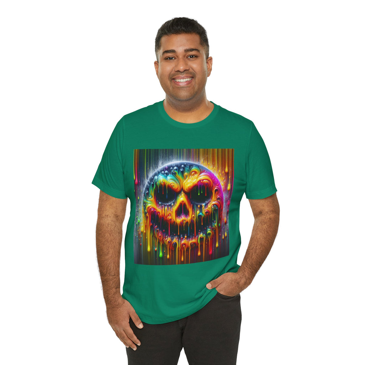 Psychedelic Skull Tee, Edgy Streetwear, Trendy Casual Wear