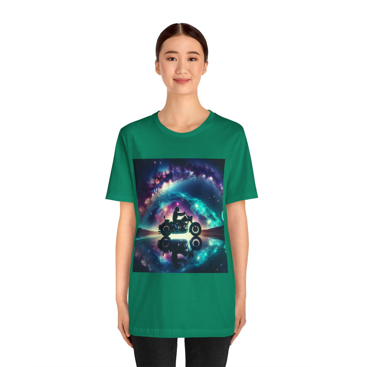 Galactic Biker Tee: Cosmic Shirt, Trendy Apparel