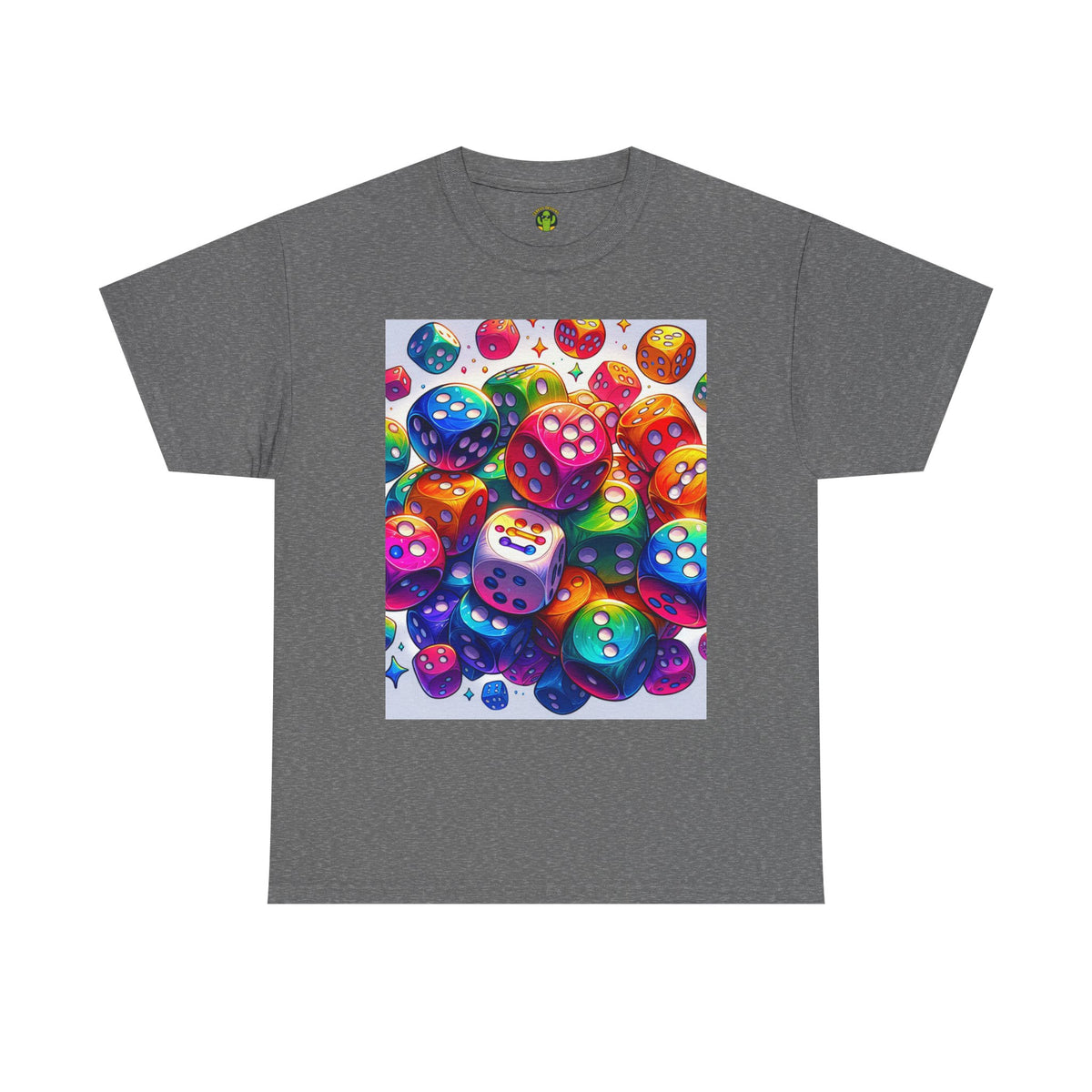 Colorful Dice Heavy Cotton Tee - Fun Gaming Tee for Casual Wear