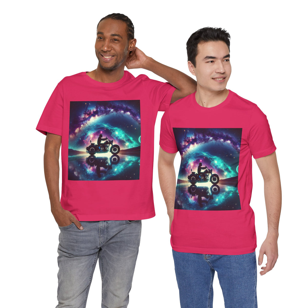 Galactic Biker Tee: Cosmic Shirt, Trendy Apparel