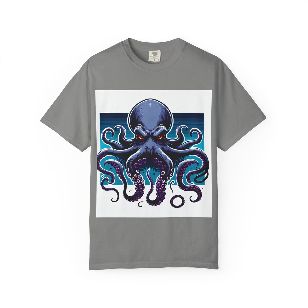 Ocean-Inspired Unisex Garment-Dyed T-Shirt with Octopus Design