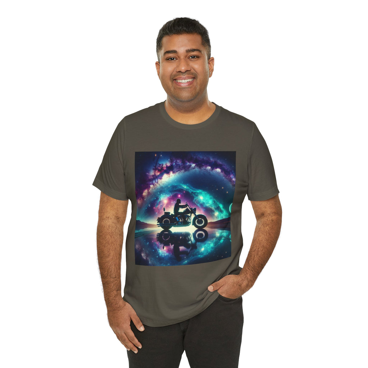 Galactic Biker Tee: Cosmic Shirt, Trendy Apparel