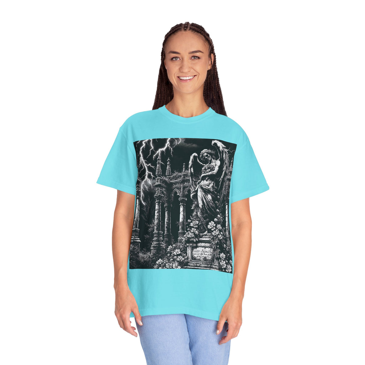 Gothic Angel T-Shirt, Garment-Dyed Tee for Alternative Fashion