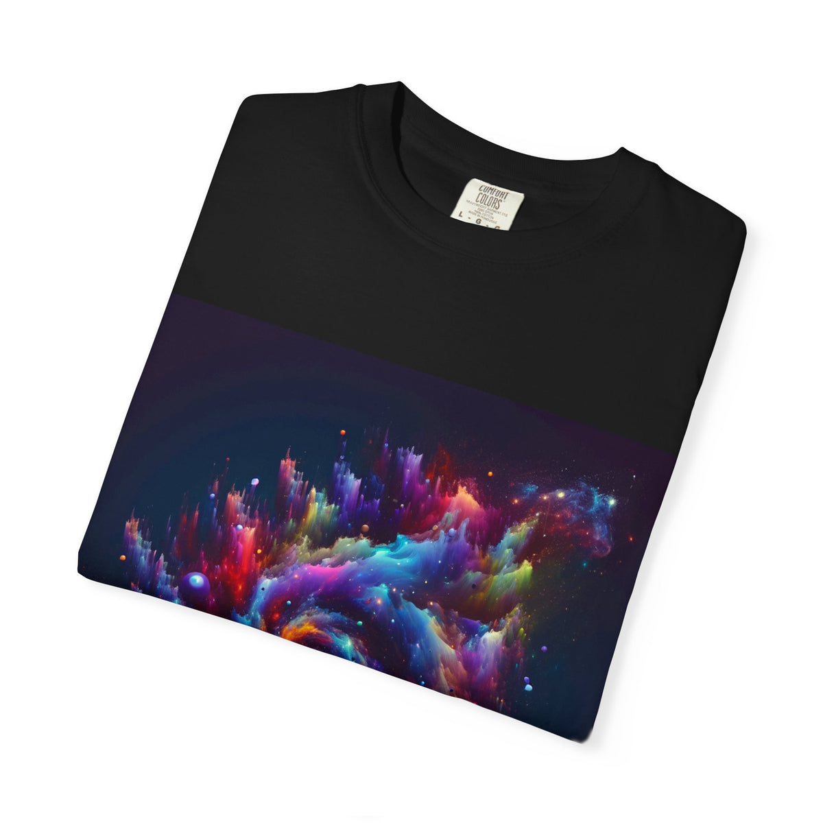 Cosmic Swirl Garment-Dyed T-Shirt – Vibrant Space Design for Sci-Fi Lovers