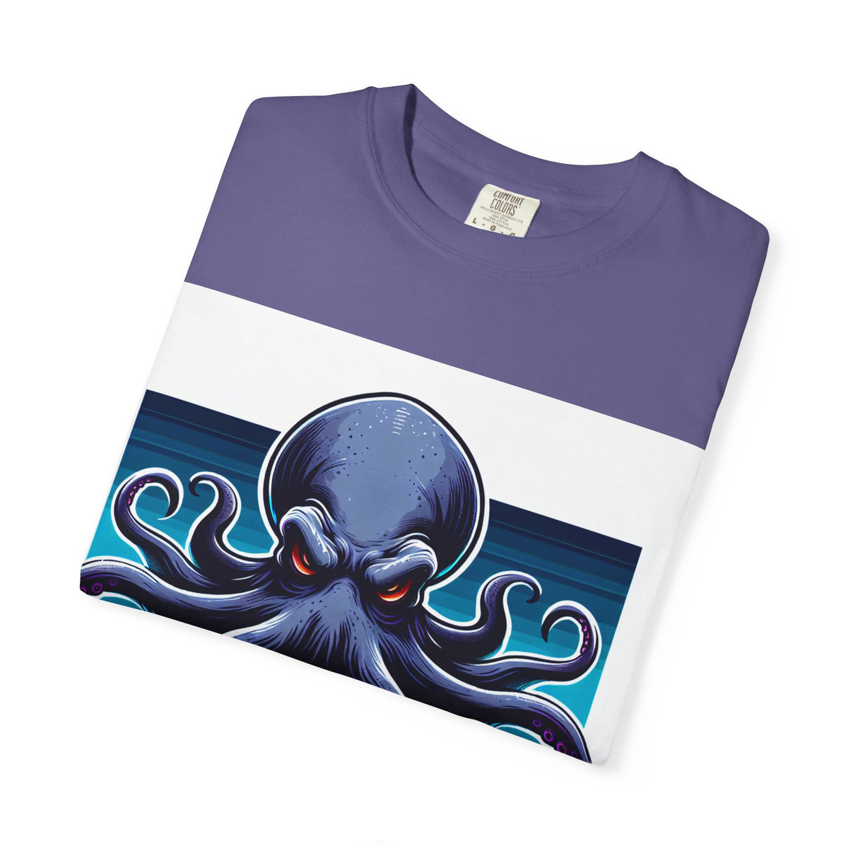 Ocean-Inspired Unisex Garment-Dyed T-Shirt with Octopus Design