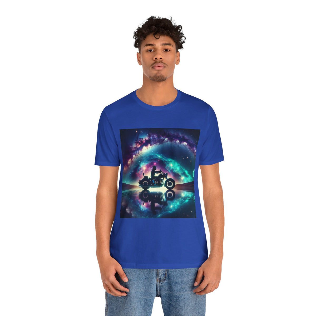 Galactic Biker Tee: Cosmic Shirt, Trendy Apparel