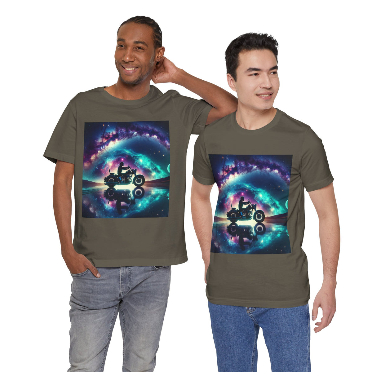 Galactic Biker Tee: Cosmic Shirt, Trendy Apparel